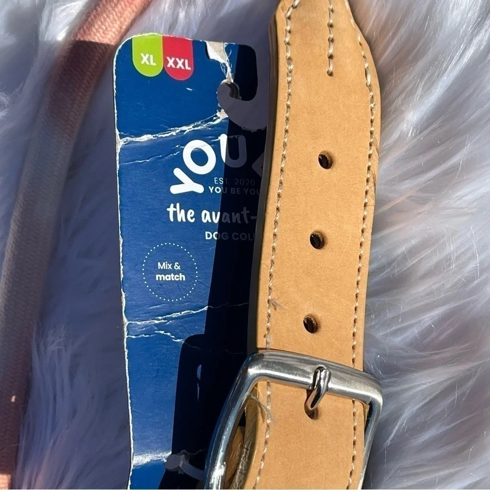 NWT Youly Faux Leather & Rope Tie Dye Dog Collar Size XL/XXL 22”-27”